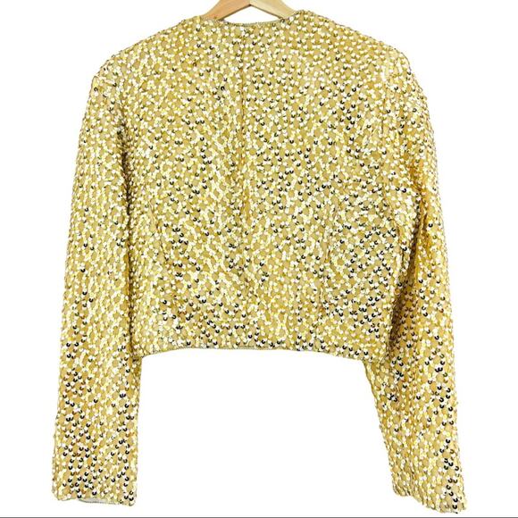 Steven Stoller US 14 American VINTAGE 80s Gold Sequin Bolero Crop Jacket - Picture 3 of 10